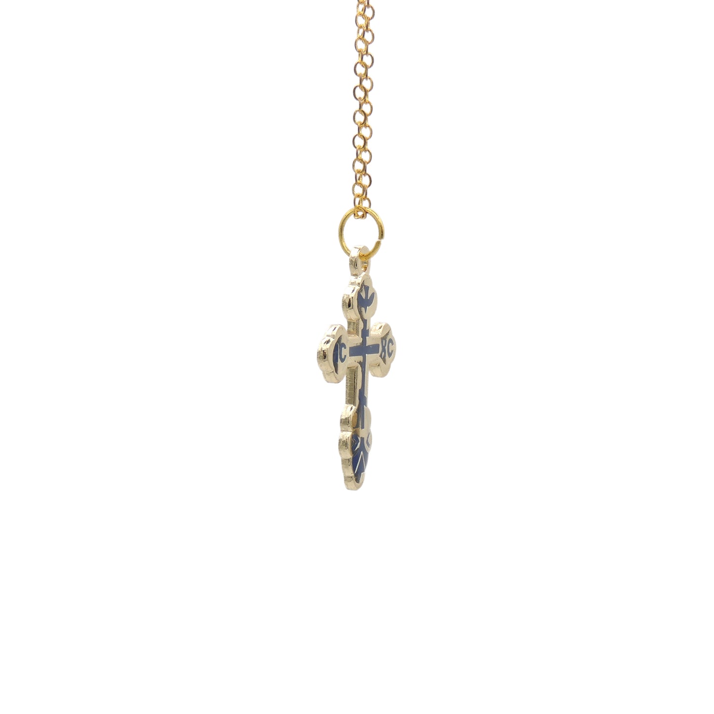 St. Xenia Metal Cross w/ Blue Center (Silver-tone or Gold-Tone)