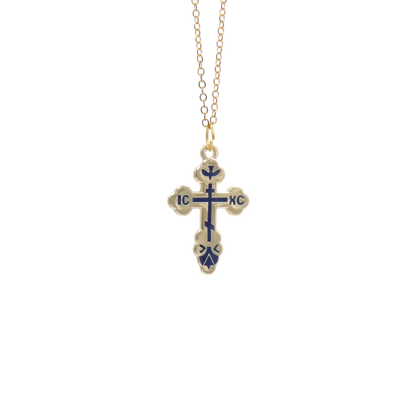St. Xenia Metal Cross w/ Blue Center (Silver-tone or Gold-Tone)
