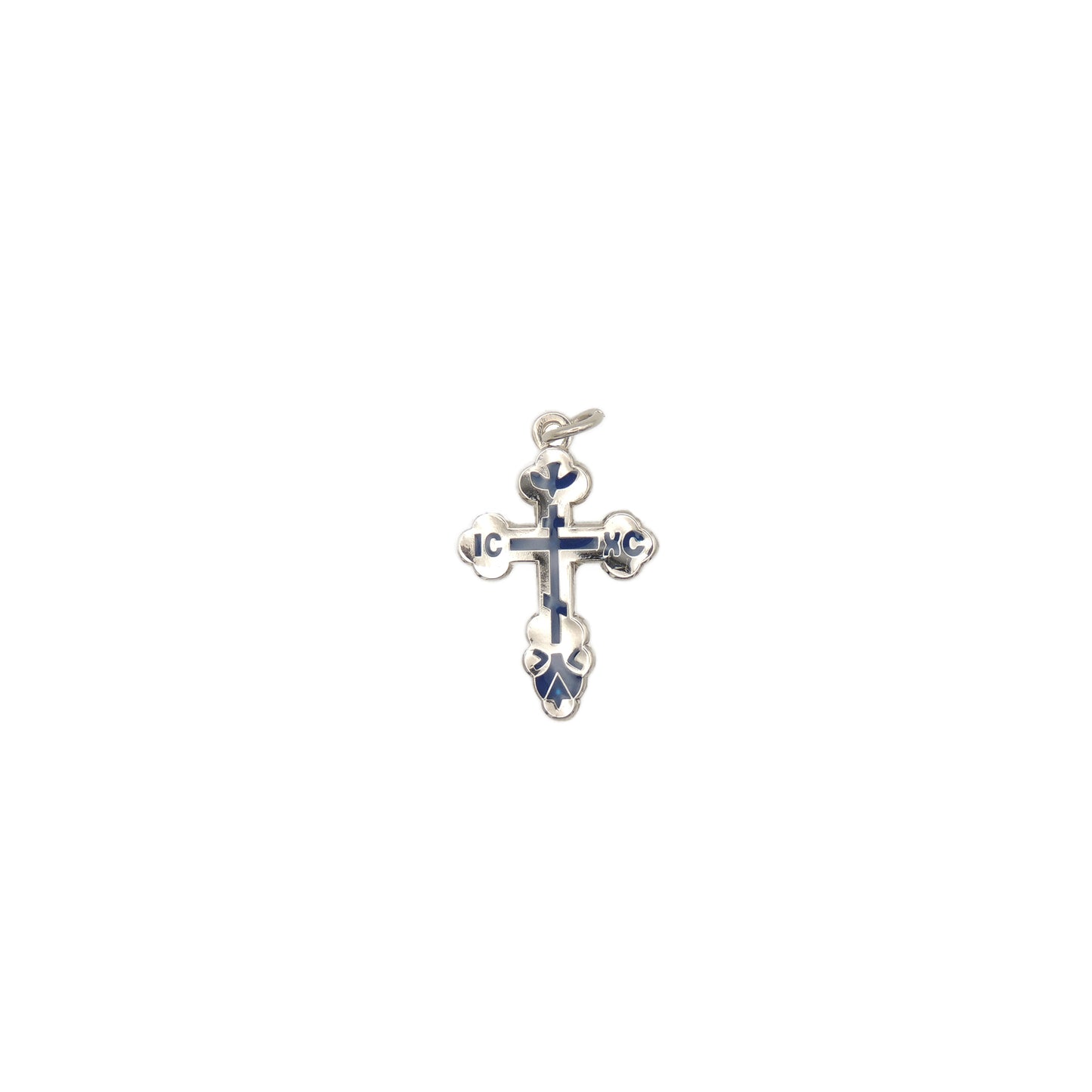 St. Xenia Metal Cross w/ Blue Center (Silver-tone or Gold-Tone)