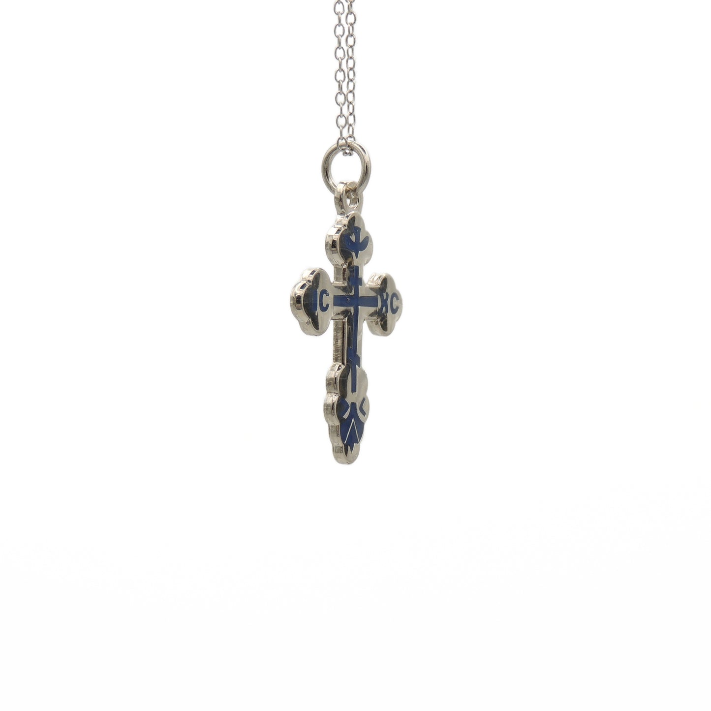 St. Xenia Metal Cross w/ Blue Center (Silver-tone or Gold-Tone)