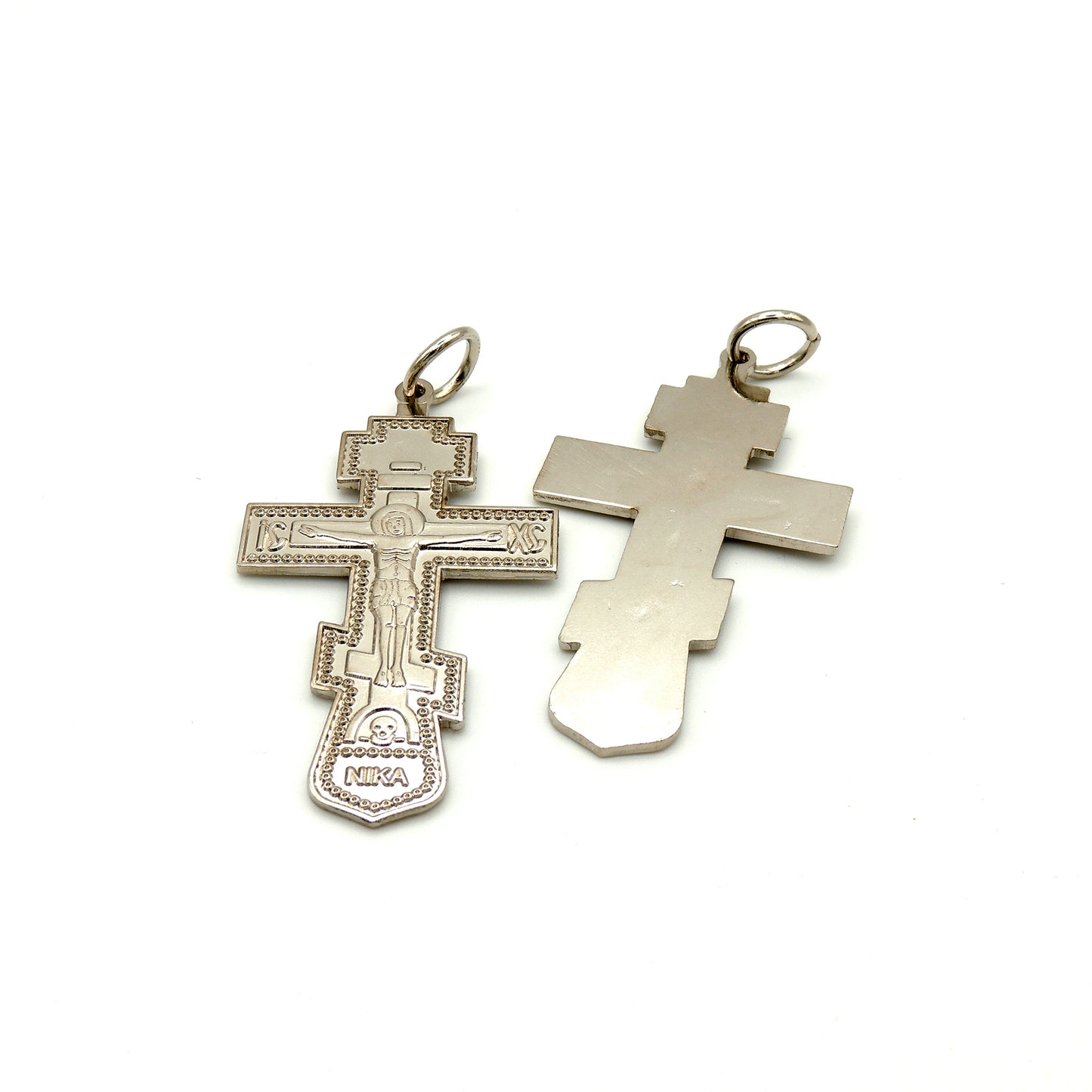 Large Orthodox Metal 3-bar Cross - Silver-tone
