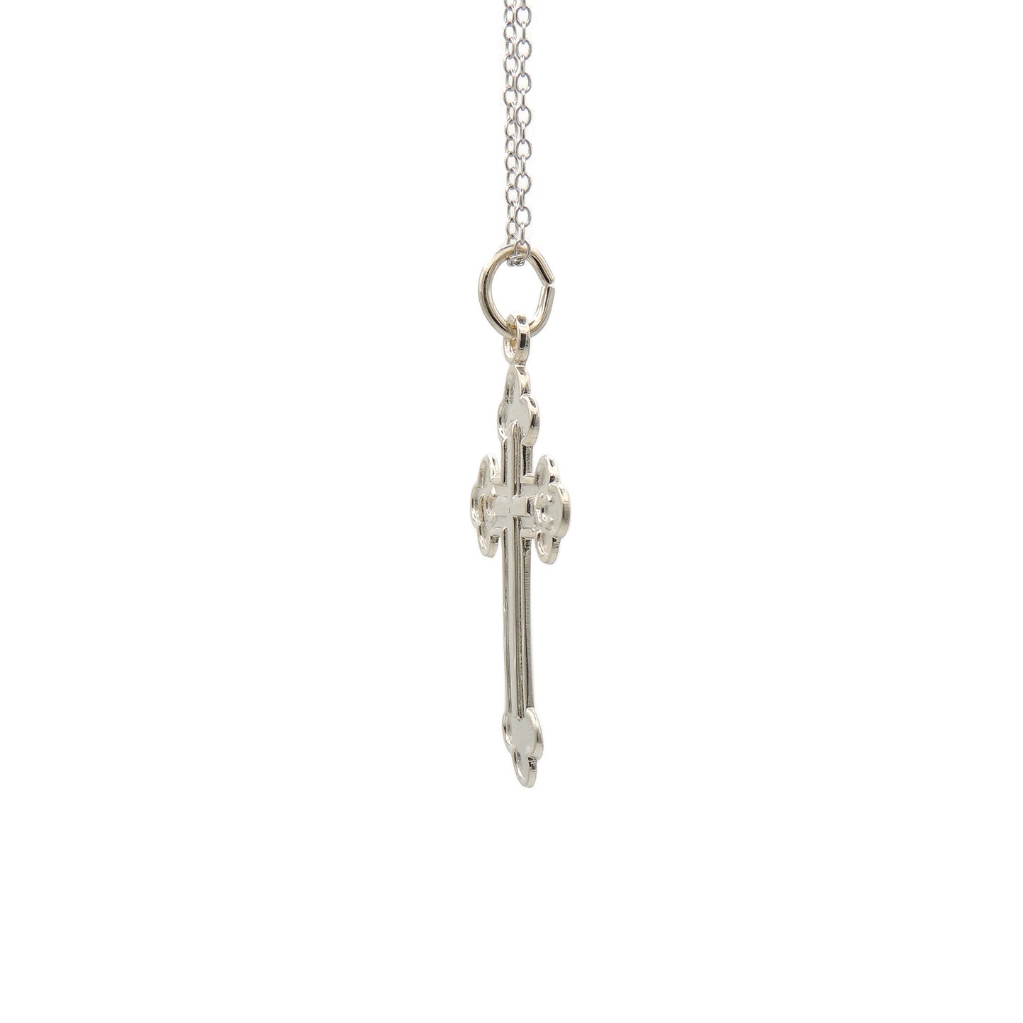 (.925 Sterling Silver) Budded Cross w/ IC-XC & Interior Cross