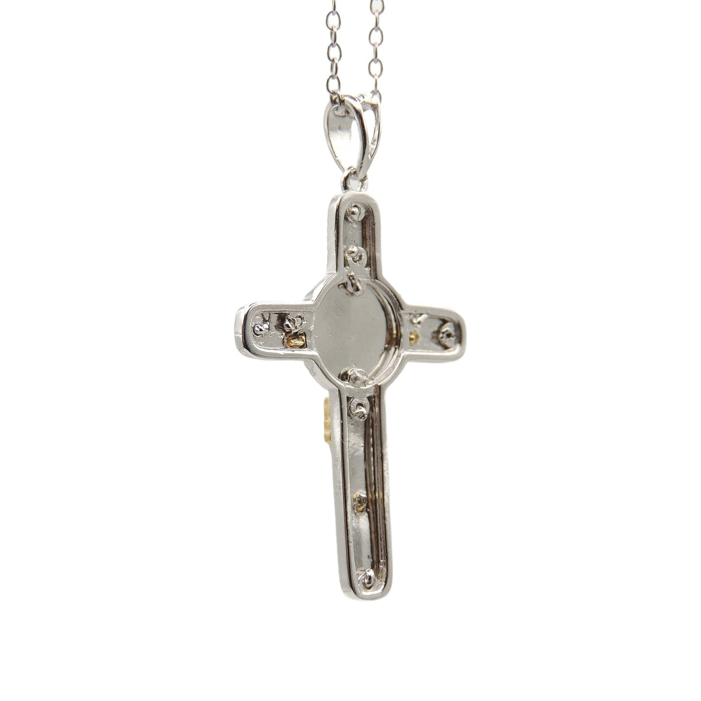 (.925 Sterling Silver) Crucifix (Thick) w/ Gold-Plated Christ - Medium