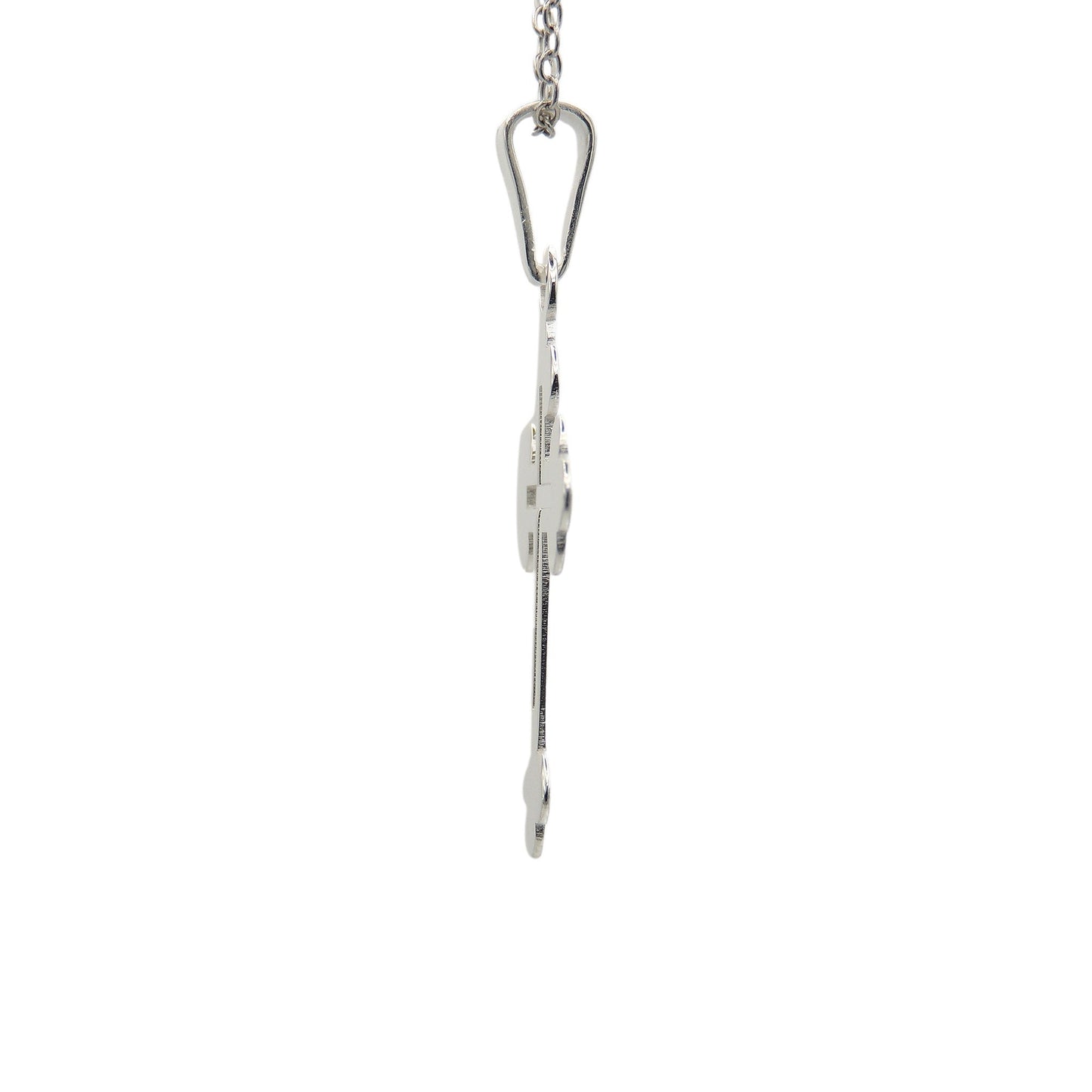 (.925 Sterling Silver) Thin Budded Cross w/ Cut-Out