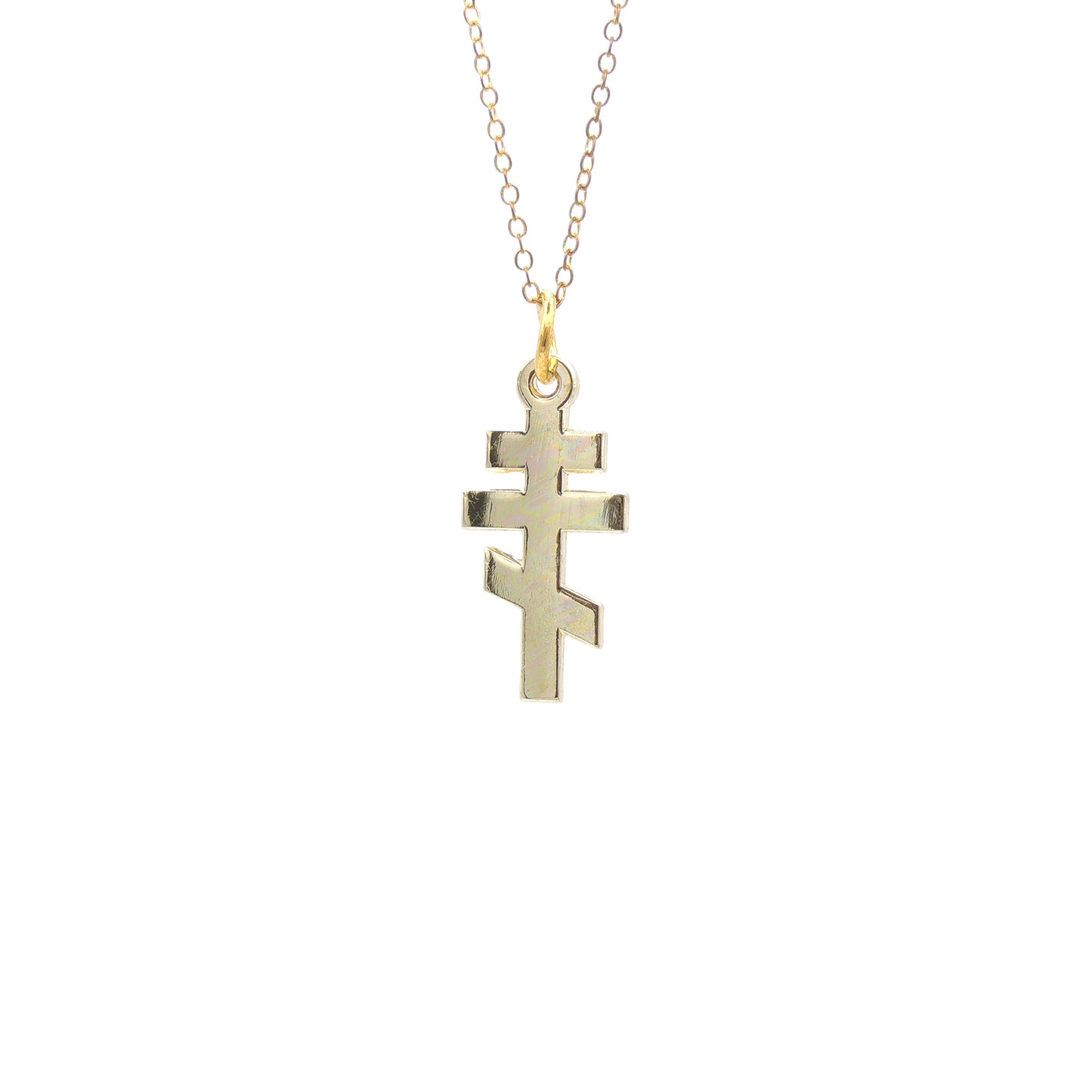 Slavic-style 3-bar Metal Cross (Gold-Tone / Silver-Tone)