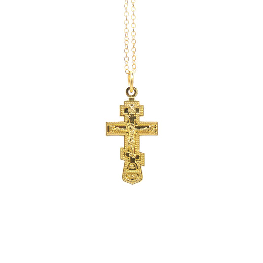 Orthodox Slavic-style 1" Cross - Gold-Tone