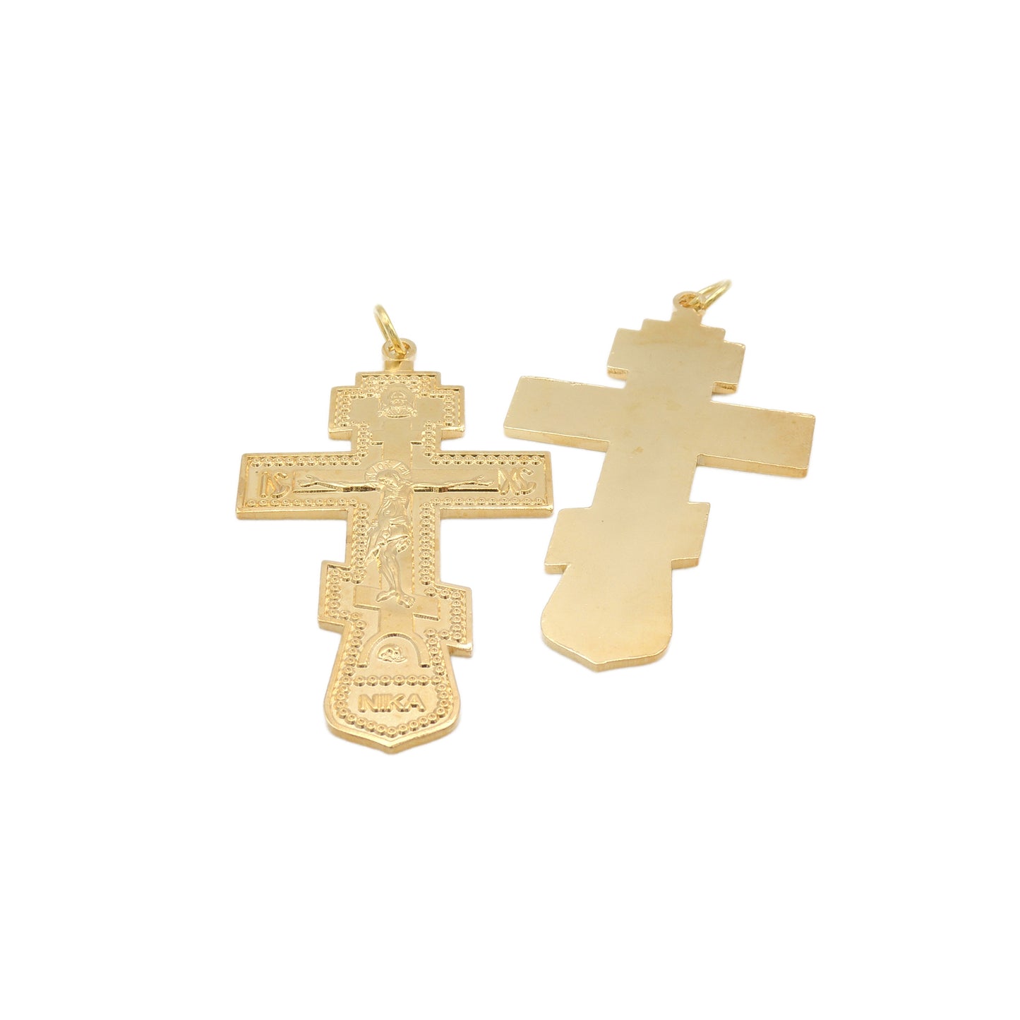 Large Orthodox Metal 3-bar Cross - Gold-tone