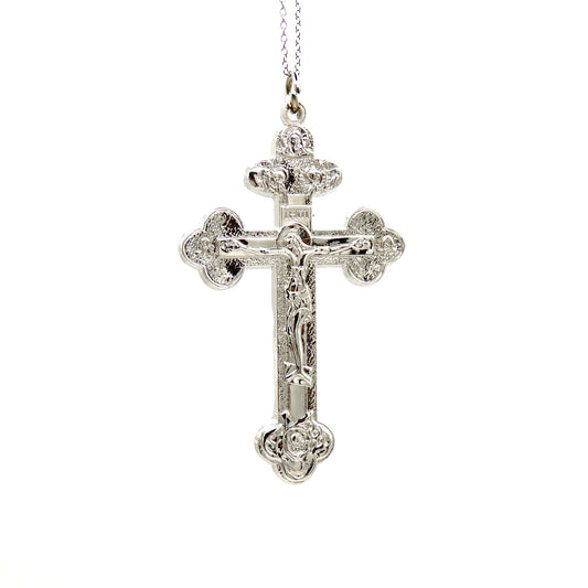 Large Byzantine-style Cross - Silver-Tone