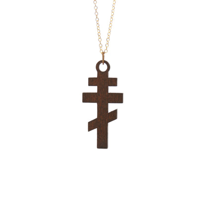 Wood 3-bar Slavic-style Orthodox Cross, 1.5"