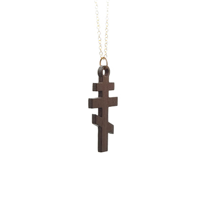 Wood 3-bar Slavic-style Orthodox Cross, 1.5"