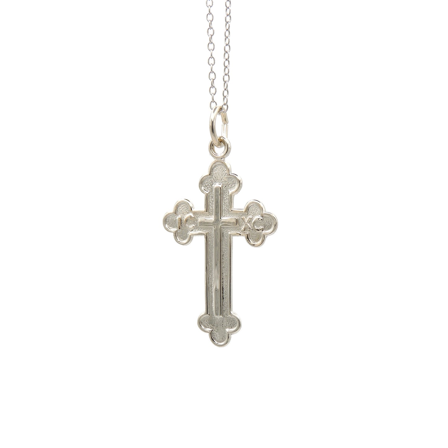 (.925 Sterling Silver) Budded Cross w/ IC-XC & Interior Cross