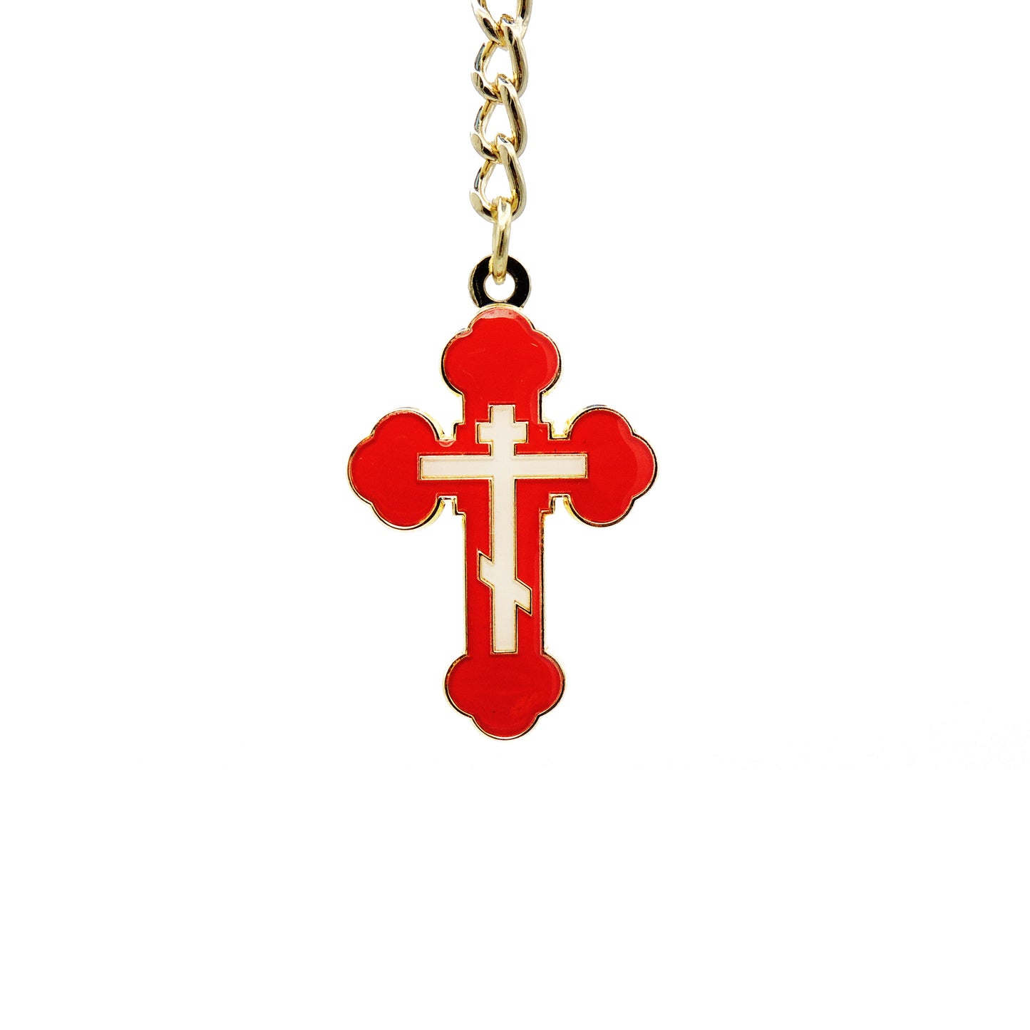 Budded Cross Keychain (Red or Blue)