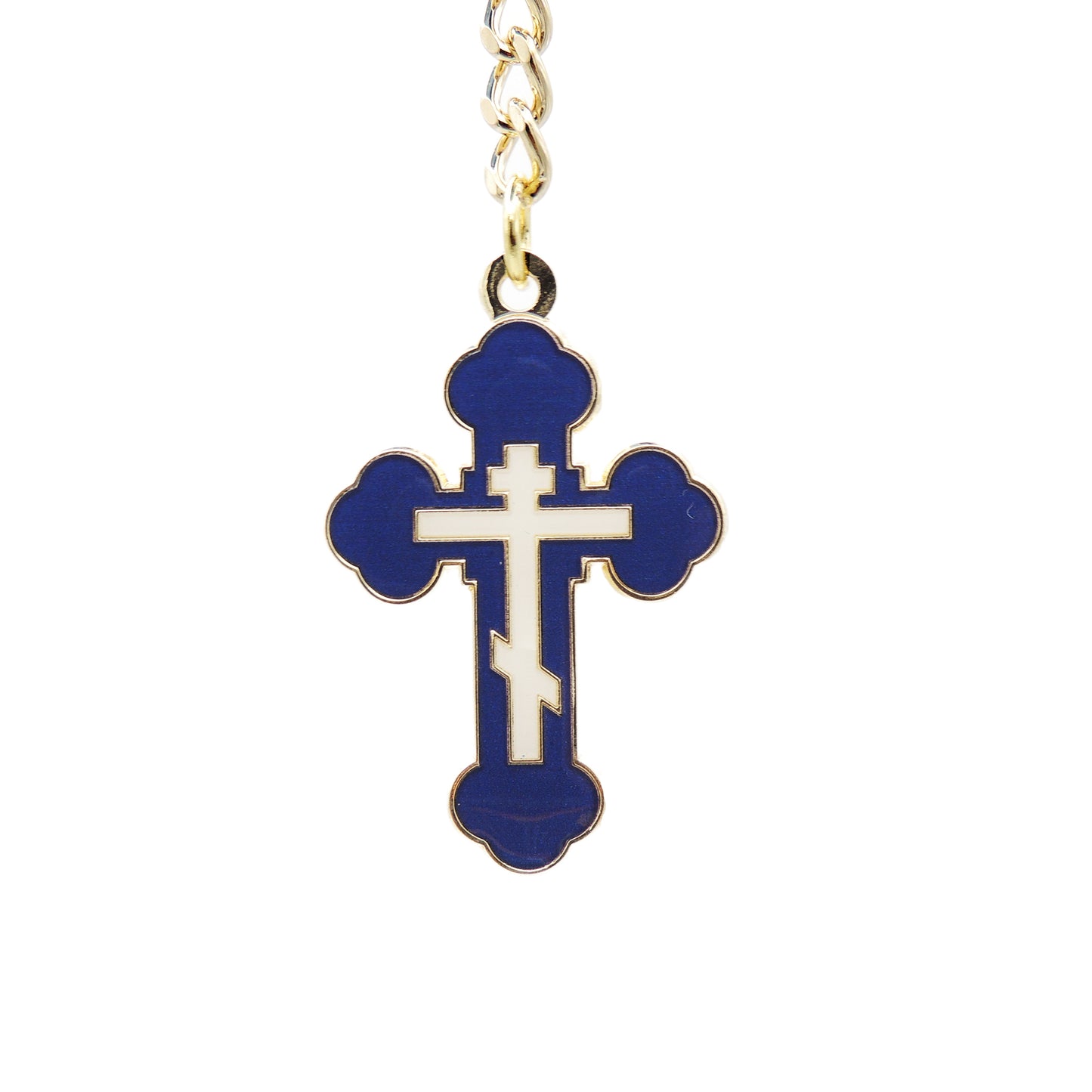 Budded Cross Keychain (Red or Blue)