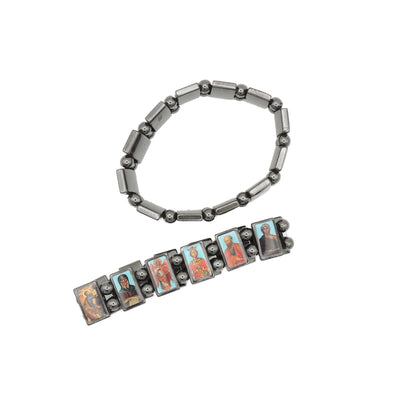 Hematite Icon Bracelet, Eastern Orthodox Saints