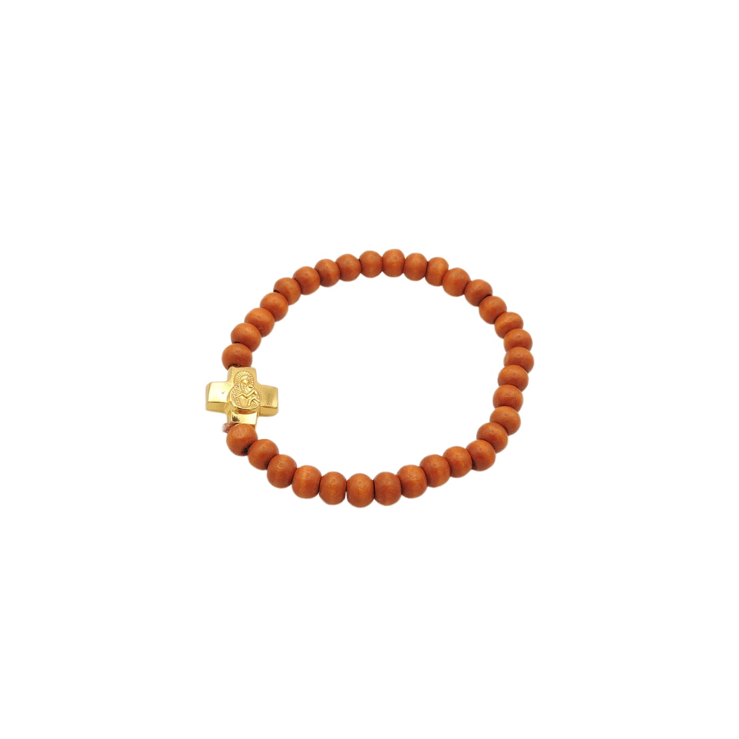 33-Bead Bracelet (Wood) w/ Cross