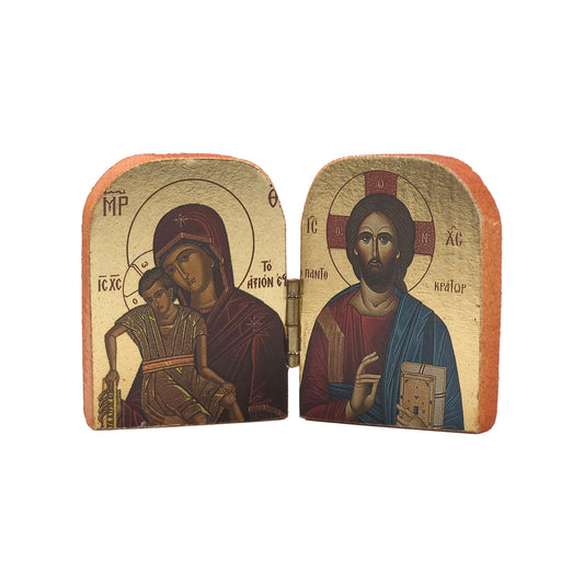 Icon Diptych, Christ And Theotokos, 1.5x3”