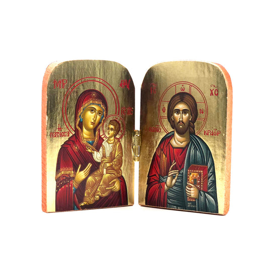 Icon Diptych, Christ And Theotokos, 3x4”