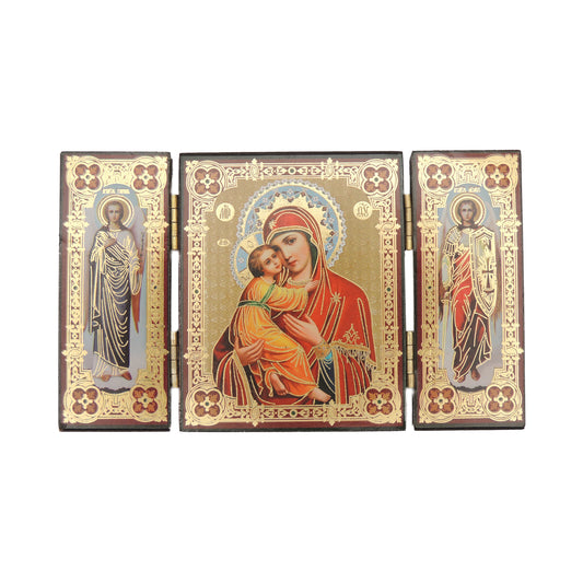 Icon triptych Theotokos "Virgin of Vladimir" 5.75x3.5"