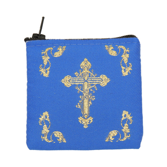 Blue Pouch w/ Gold-Tone Cross