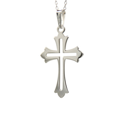 (.925 Sterling Silver) Thin Cross w/ Cut-Out